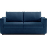 Canapé 3 places - Delta - Tissu Bleu - Convertible semi-express matelas 13cm - 190 x 92 x 90 cm