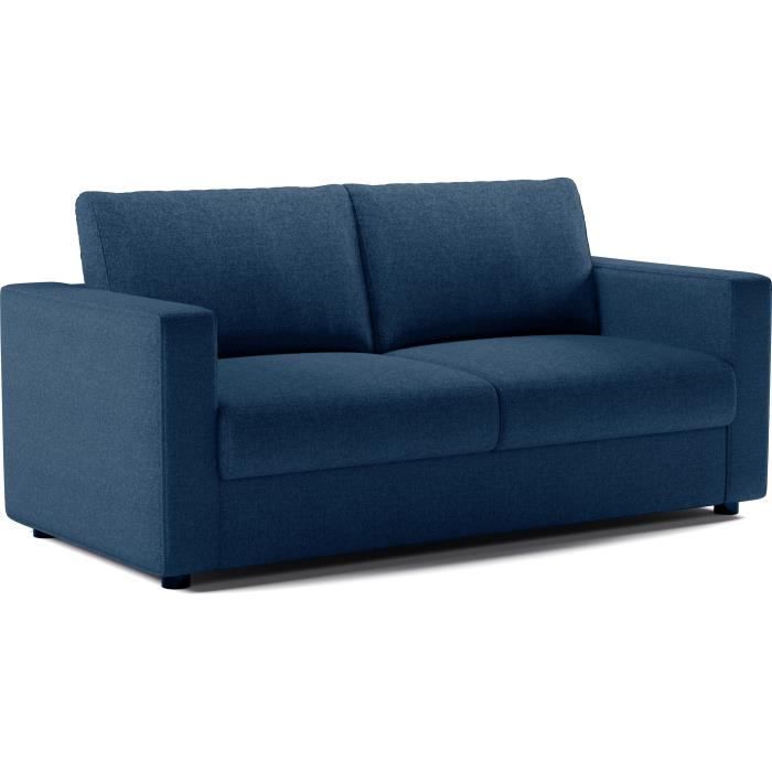 CanapÈ 3 places - Delta - Tissu Bleu - Convertible semi-express - 190 x 92 x 90 cm