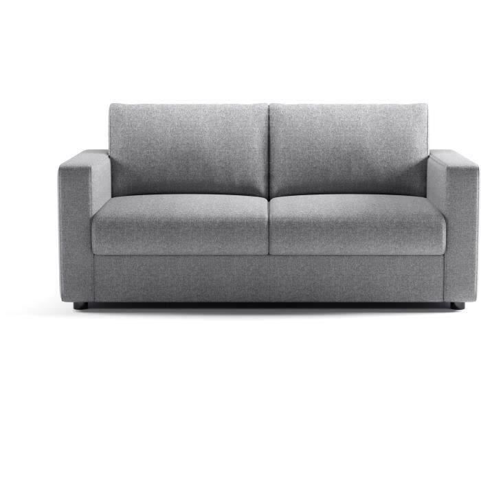 Canapé 3 places - Delta - Tissu Gris Clair - Convertible semi-express matelas 13cm - 190 x 92 x 90 cm