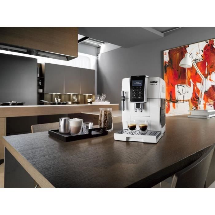 Machine expresso automatique avec broyeur - DELONGHI Dinamica ECAM350.35.W - Buse vapeur - 15 bar - Machine a café grains - Blanc
