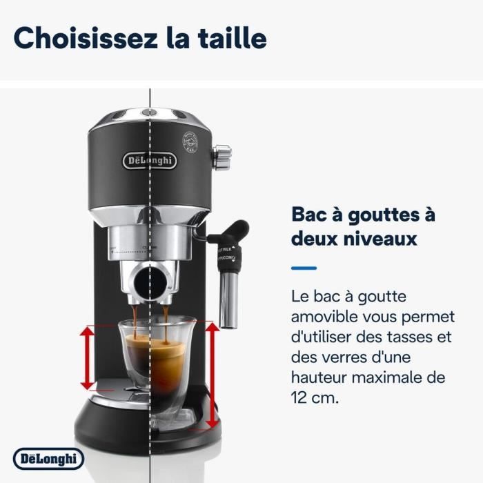 Machine expresso classique - DELONGHI EC685.BK Dedica Style - Noir - CafÈ moulu et dosettes ESE - 15 bars - 1L