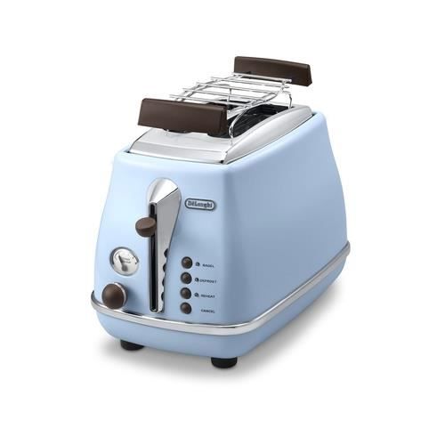 Grille Pain Icona Vintage - DELONGHI CTOV 2103.AZ - 2 fentes - 6 positions - Bleu et Marron