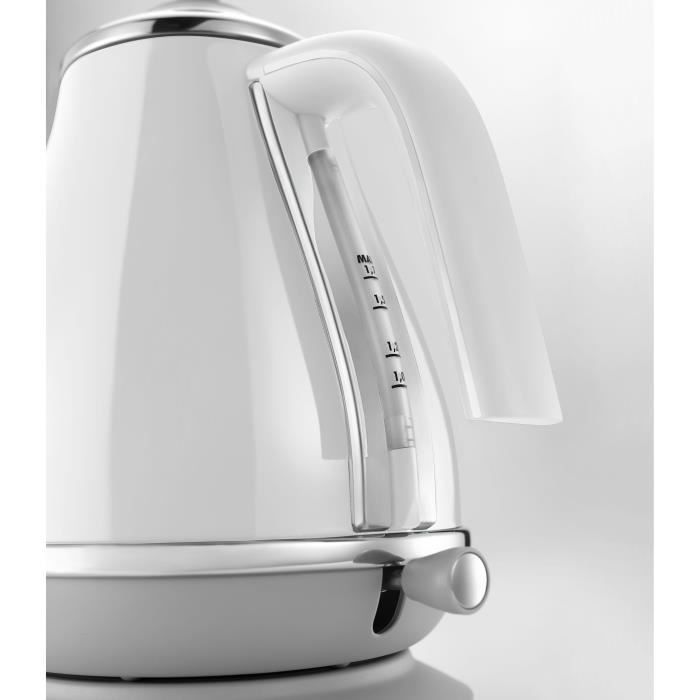 Bouilloire DELONGHI ICONA CAPITALS - 1,7L - Acier inoxydable - Base amovible et pivotante 360∞ - Filtre anticalcaire - Blanc