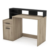 Bureau avec rangements - DELPHI - Chene/noir - L126,2 x P59.8 x H93.5cm - DEMEYERE