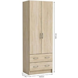 DEMEYERE Armoire - DÈcor chene brossÈ - 2 portes et 2 tiroirs - Classique - Chambre - L 61 cm - DUAL