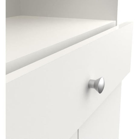 Colonne de salle de bain - 5 Portes - 1 tiroir - 2 niches - miroir - Blanc mat - L82 x P32 x H180 cm - Made in France