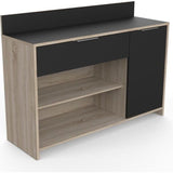 Buffet de cuisine - DÈcor chene brut et noir - Contemporain - 1 porte - MIKE -  L 123 cm