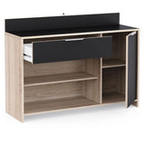Buffet de cuisine - Décor chene brut et noir - Contemporain - 1 porte - MIKE -  L 123 cm