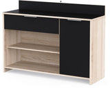Buffet de cuisine - Décor chene brut et noir - Contemporain - 1 porte - MIKE -  L 123 cm