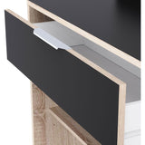 Buffet de cuisine - Décor chene brut et noir - Contemporain - 1 porte - MIKE -  L 123 cm