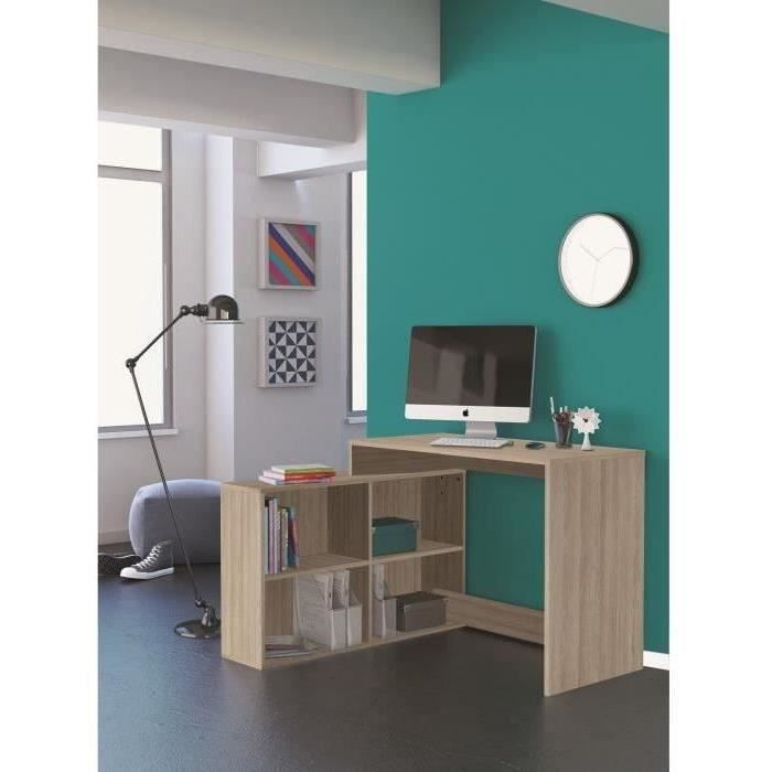 DEMEYERE Bureau d'angle contemporain décor chene Shannon - L 112 cm - NAGANO