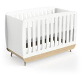 Ensemble lit bÈbÈ 60 x 120, commode 2 tiroirs + 3 niches et 1 plan a langer - FIRMIANA - Scandinave - Blanc mat & bois - DEMEYERE