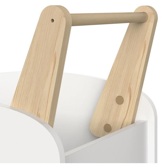 Chariot de rangement a roulettes - FIRMIANA - Style scandinave - Blanc mat / Chene kronberg - 49,8 x 35 x 52,5 cm - DEMEYERE