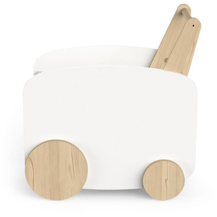 Chariot de rangement a roulettes - FIRMIANA - Style scandinave - Blanc mat / Chene kronberg - 49,8 x 35 x 52,5 cm - DEMEYERE