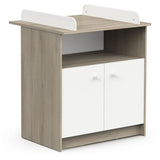 Commode a langer 2 portes, 1 niche - HELICIA - Blanc mat & Chene kronberg - 79,6 x 70 x 94,4 cm - DEMEYERE