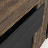 Enfilade MONACO - Décor chene et noir - 2 Portes + 3 Tiroirs - L206 x P44,9 x H94 cm - CBA MEUBLES