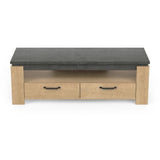 Meuble TV AUSTIN - Taille écran max 55' (140 cm) - Décor chene Hamilton et Sidewalk - L 140 x P 42 x H 47 cm - DEMEYERE