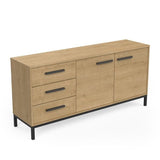 Enfilade 2 portes / 3 tiroirs - CRAFT - Chene Hamilton / Noir - 152 x 39,5 x 72,3 cm - DEMEYRE