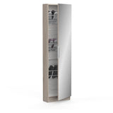 Armoire a chaussures - 12 Paires - Décor Chene - 1 porte avec miroir - L50 x P20x H180 cm - DEMEYERE