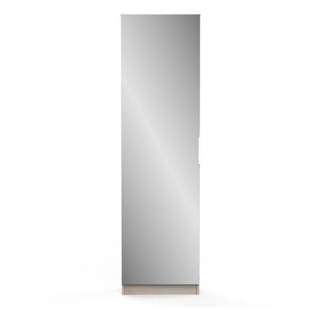 Armoire a chaussures - 12 Paires - Décor Chene - 1 porte avec miroir - L50 x P20x H180 cm - DEMEYERE