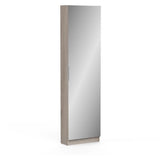 Armoire a chaussures - 12 Paires - Décor Chene - 1 porte avec miroir - L50 x P20x H180 cm - ZAPATERO