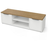 Meuble TV ACCESS - 2 Portes + 1 Niche - Décor chene Hamilton et blanc - L 134,8 x P 39,6 x H 39,1 cm - DEMEYERE