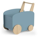 Chariot de rangement a roulettes - FIRMIANA - Style scandinave - Bleu orage et bois naturel - 49,8 x 35 x 52,5 cm - DEMEYERE