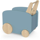 Chariot de rangement a roulettes - FIRMIANA - Style scandinave - Bleu orage et bois naturel - 49,8 x 35 x 52,5 cm - DEMEYERE