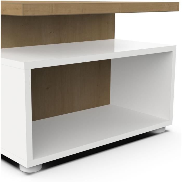 Table basse rectangulaire ACCESS - 3 Niches - Décor chene Hamilton et blanc - L 91,8 x P 50 x H 36 cm - DEMEYERE
