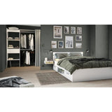 Demeyere Lit adulte MICHIGAN - 140 x 190 cm - Multiples rangements - Blanc