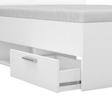 Demeyere Lit adulte MICHIGAN - 140 x 190 cm - Multiples rangements - Blanc