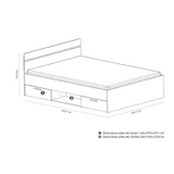 Demeyere Lit adulte MICHIGAN - 140 x 190 cm - Multiples rangements - Blanc