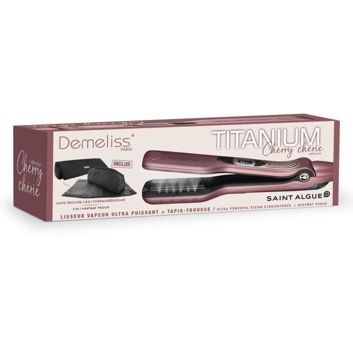 Lisseur Titanium - DEMELISS - 5 températures - 40 ml - Max 230° - Cherry Chérie