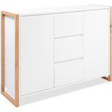 Buffet - DENVER - Chene artisan / Blanc - 2 portes - 3 tiroirs - 120 x 40 x 88 cm