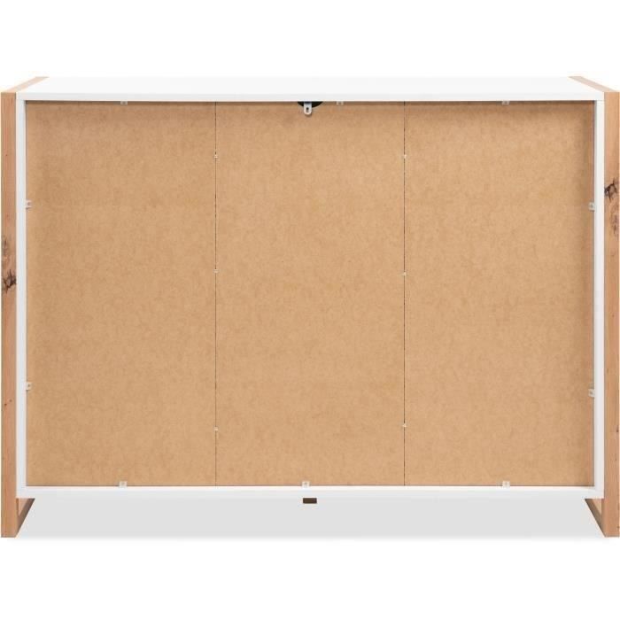 Buffet - DENVER - Chene artisan / Blanc - 2 portes - 3 tiroirs - 120 x 40 x 88 cm