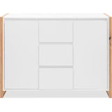 Buffet - DENVER - Chene artisan / Blanc - 2 portes - 3 tiroirs - 120 x 40 x 88 cm