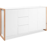 Buffet - DENVER - Chene artisan / Blanc - 3 portes - 3 tiroirs - 160 x 40 x 88 cm
