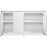 Buffet - DENVER - Chene artisan / Blanc - 3 portes - 3 tiroirs - 160 x 40 x 88 cm