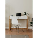 Console Bureau - DENVER - Chene artisan / Blanc - 2 tiroirs - 100 x 35 x 75 cm