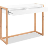 Console Bureau - DENVER - Chene artisan / Blanc - 2 tiroirs - 100 x 35 x 75 cm