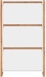 Meuble a chaussures - Blanc et chene - 12 paires - L70 x P25 x H125 cm - DENVER