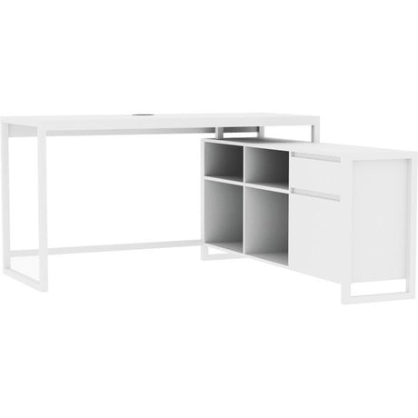 Bureau d'angle réversible Denver - Panneaux de particules - Coloris Blanc - 139 x 75 x 139 cm