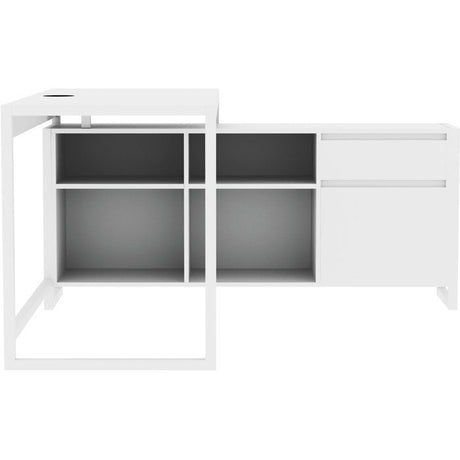 Bureau d'angle réversible Denver - Panneaux de particules - Coloris Blanc - 139 x 75 x 139 cm