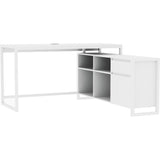 Bureau d'angle réversible Denver - Panneaux de particules - Coloris Blanc - 139 x 75 x 139 cm