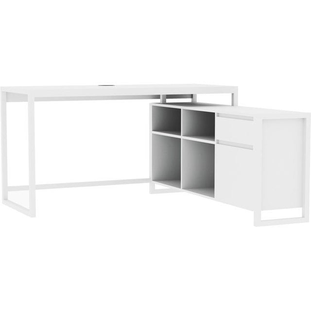 Bureau d'angle réversible Denver - Panneaux de particules - Coloris Blanc - 139 x 75 x 139 cm