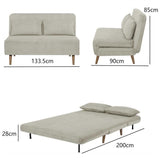 Banquette BZ - 2 places - Tissu velours côtelé Beige - 130 x 90 x 81 cm - DEPLO