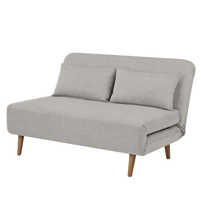 Banquette BZ - 2 places - Tissu Beige - 130 x 90 x 81 cm - DEPLO