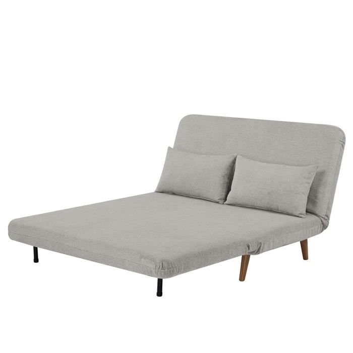 Banquette BZ - 2 places - Tissu Beige - 130 x 90 x 81 cm - DEPLO