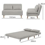 Banquette BZ - 2 places - Tissu Beige - 130 x 90 x 81 cm - DEPLO