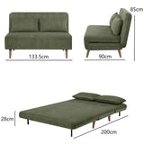 Banquette BZ - 2 places - Tissu velours côtelé Vert - 130 x 90 x 81 cm - DEPLO